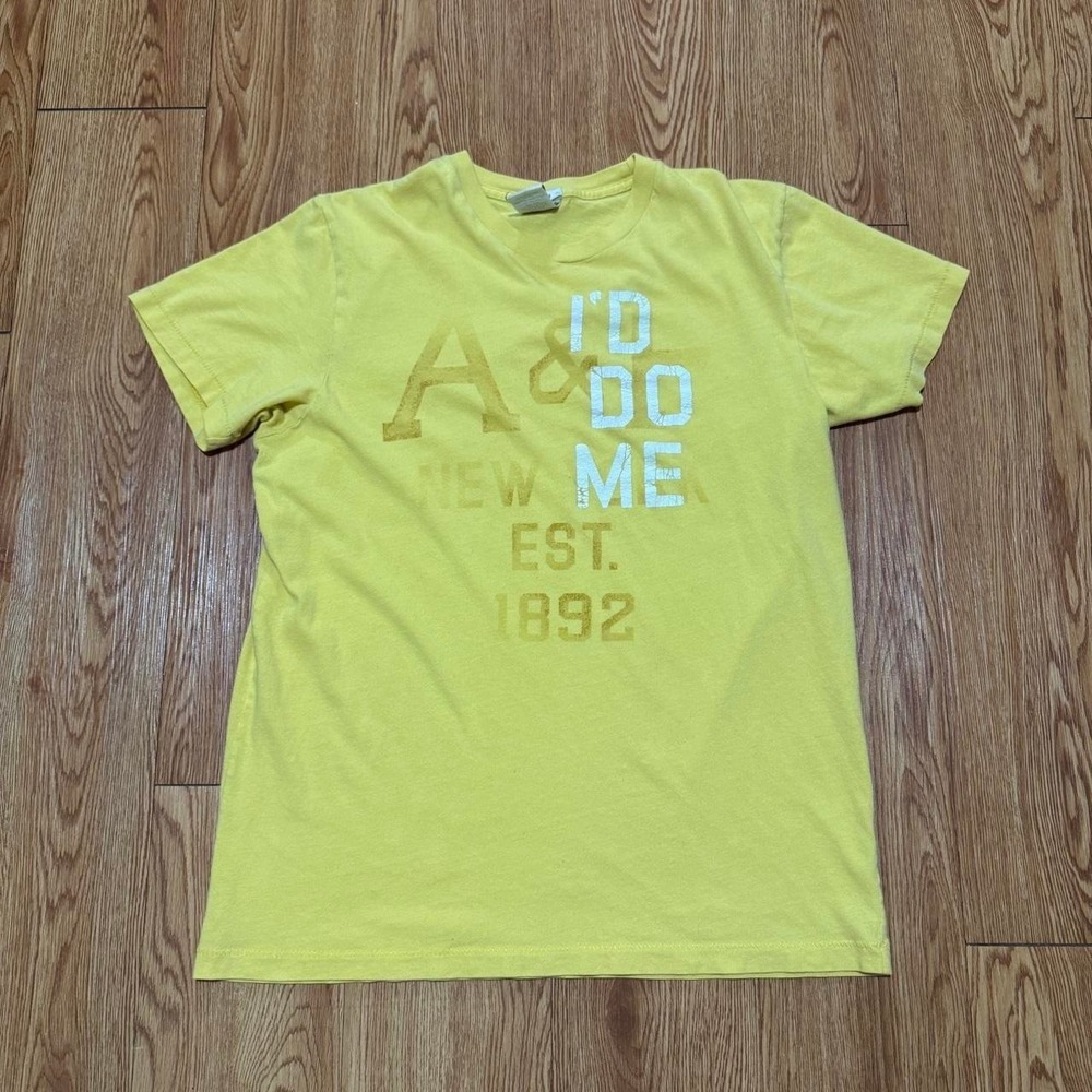 Abercrombie & Fitch Men's Shirt I'd Do Me Comedy Muscle Dirty Yellow